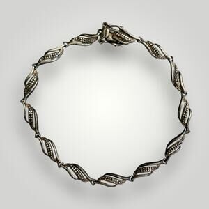 Vintage Sterling Silver 925 Marcasite Style Link Bracelet 7.5”